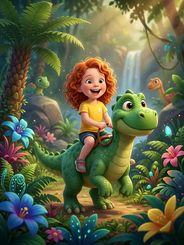 Example page of a personalized children's book in 3d animation style